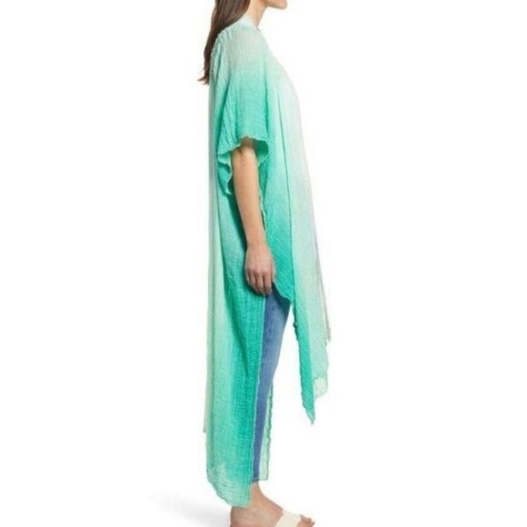 Free People Ombré Green Short Sleeve Duster - Picture 2 of 9